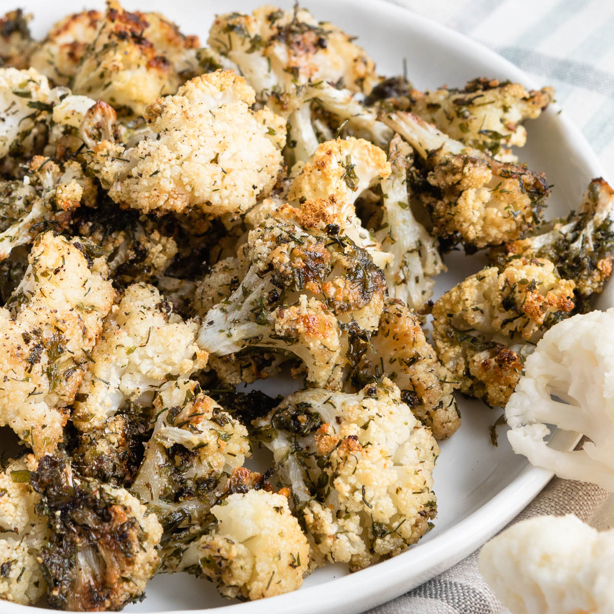 Plate of ranch cauliflower popcorn.