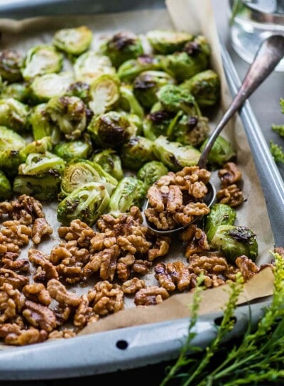 Brussels sprouts with glazed walnuts are the perfect side dish