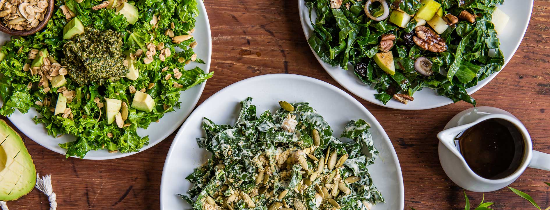 Salad challenge recipes on plates at table