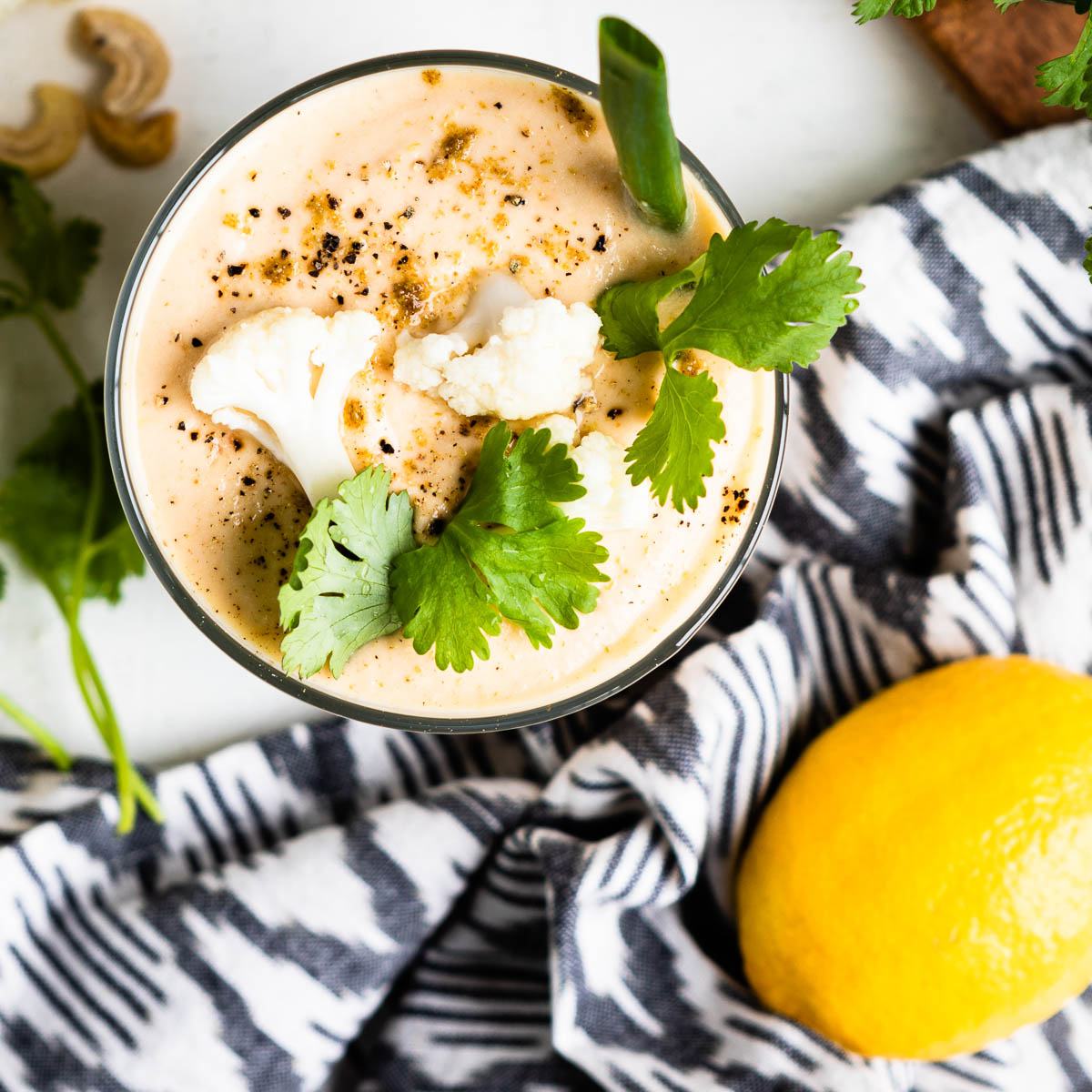 A creamy and savory cauliflower smoothie for weight loss.