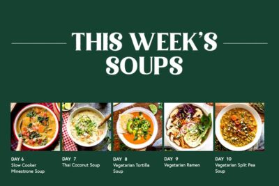 Menu with soup recipes for the week.