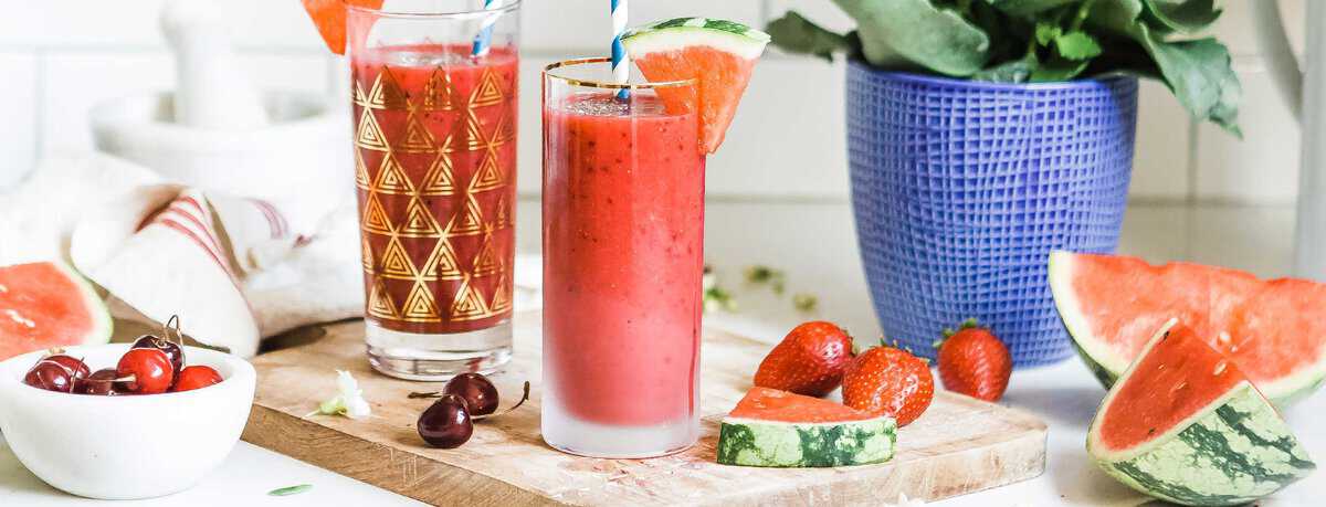 smoothie challenge with watermelon and cherries