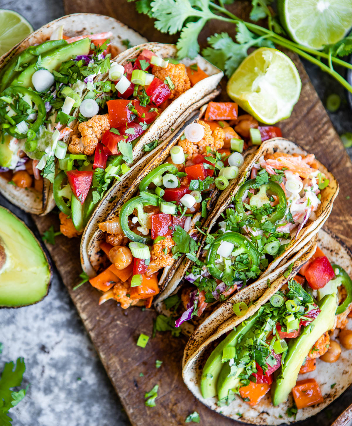 line of cauliflower tacos from the Vegetarian Meal Plan.
