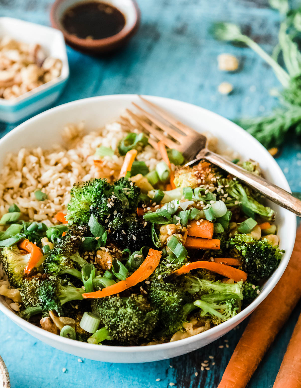 Nourishing Winter Dinner of Rice Bowl with Broccoli